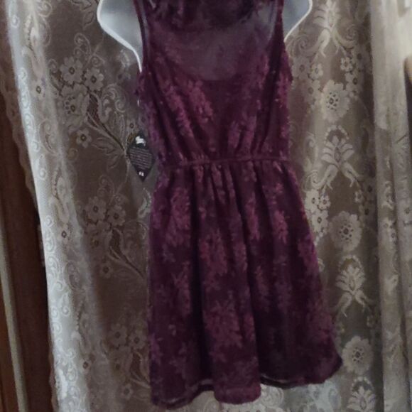 New BeBop Purple Lace Pullover Junior‎ Size M Elastic Waist Lined Dress - Picture 4 of 10